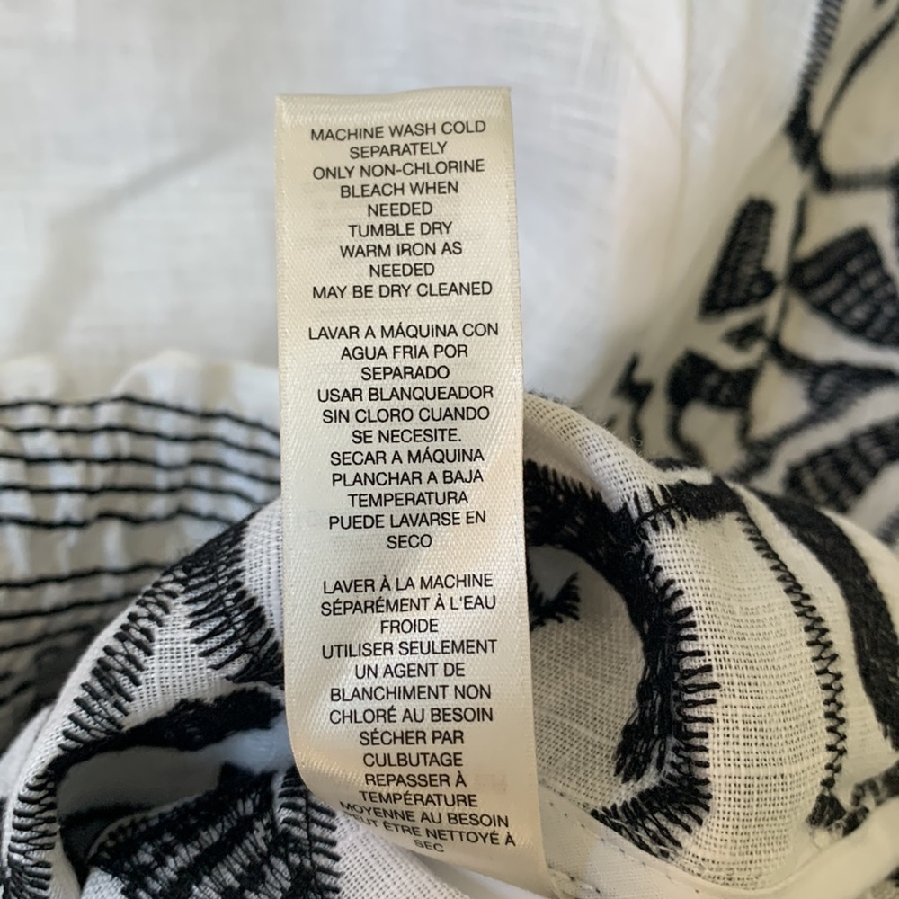 Chicos Black White Linen Embroidered Aztec Bomber Jacket Size 2 or Large - Picture 8 of 8